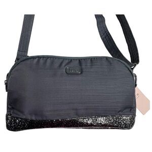Lug Punter crossbody Bag in Black with Glitter Accent